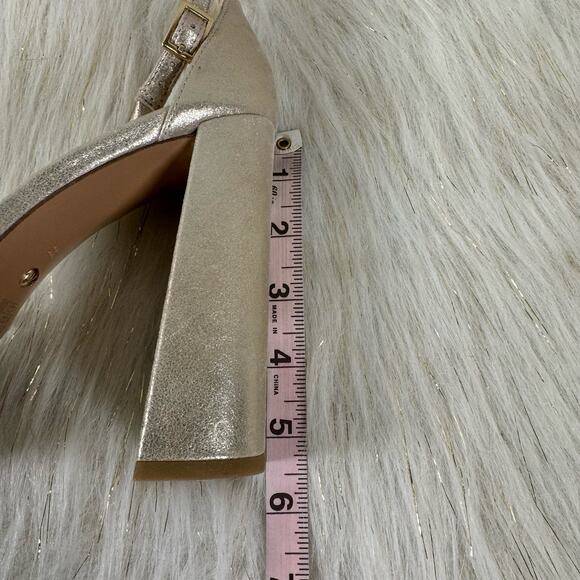 Pella Moda Womens Gilian Ankle Strap Sandal Gold Chunky Heel Platform 10 - Picture 8 of 12